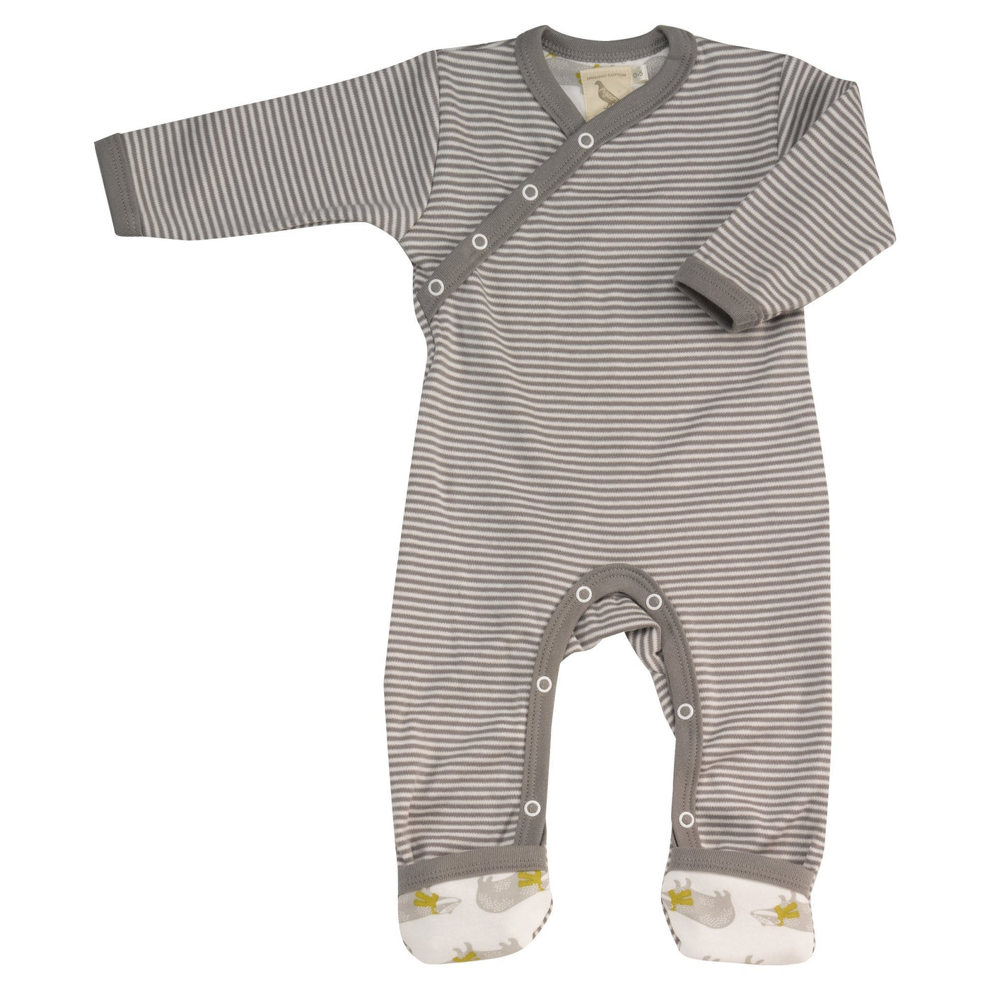 PIGEON ORGANICS - Striped Romper Sleepsuit Grey