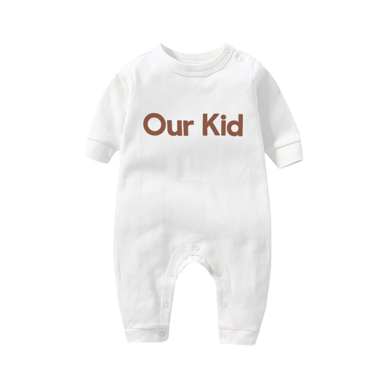 Our Kid Babygrow in White with Red Slogan