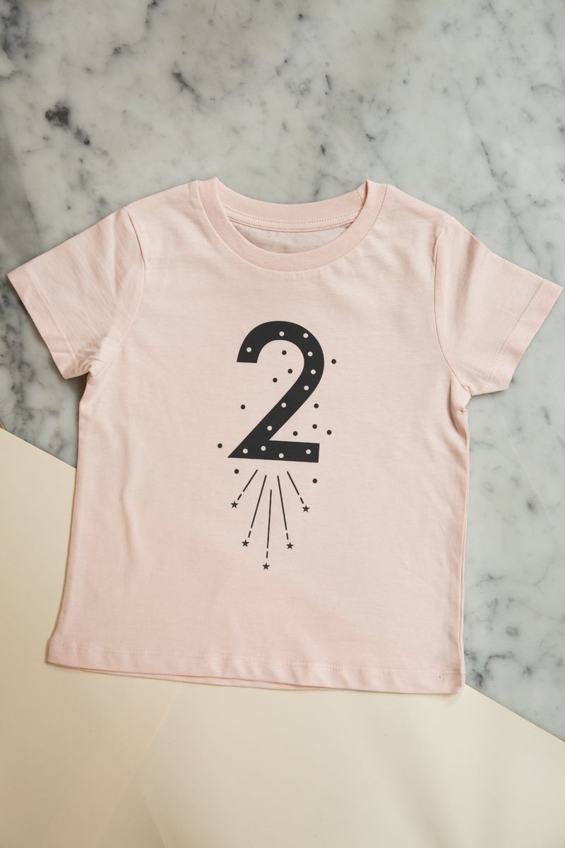 Birthday Number Star T-Shirt in Pink