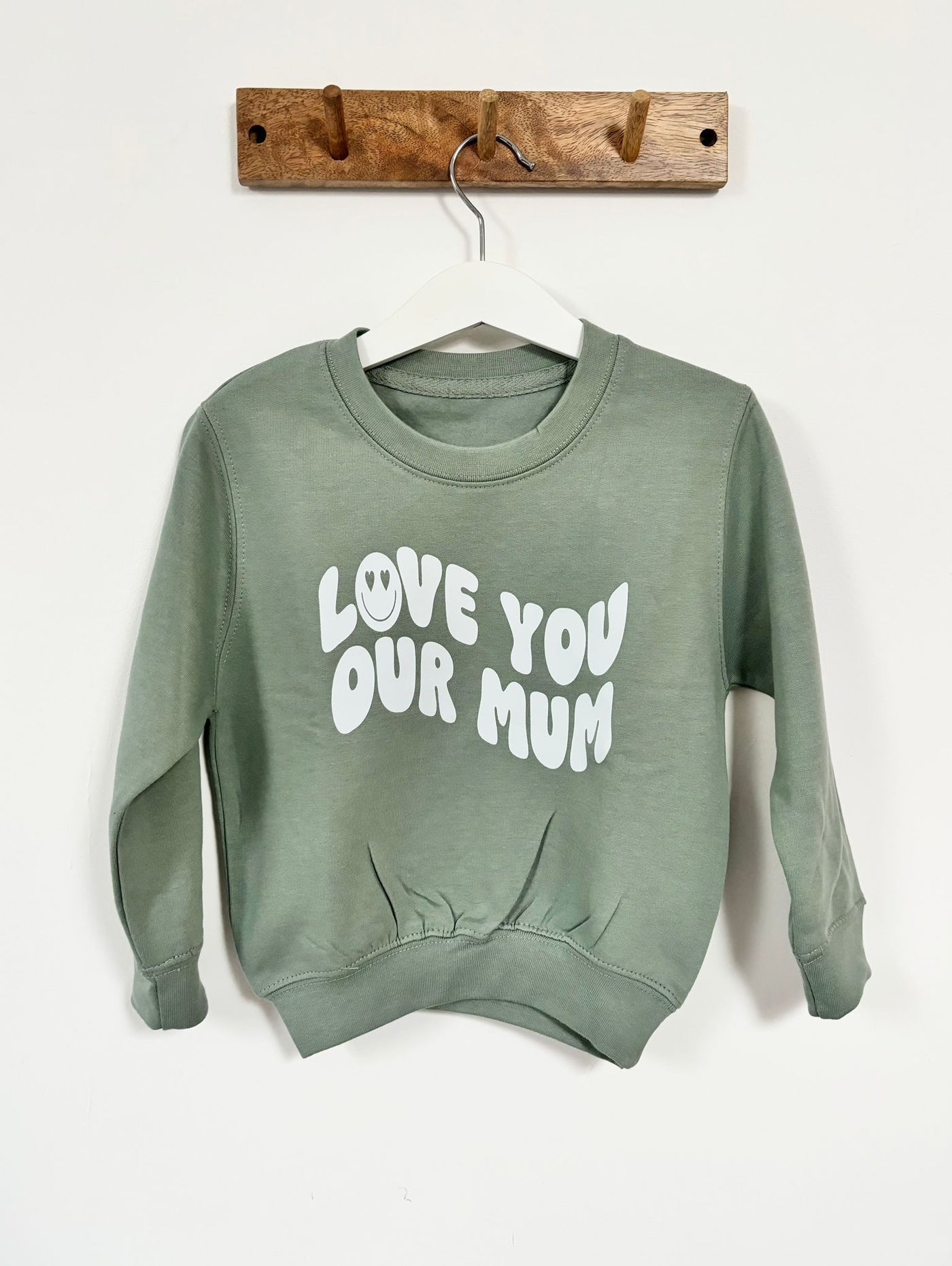 Our Albie ‘Love You Our Mum’ sweatshirt for kids in cool green