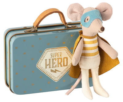 MAILEG - Superhero Mouse in Suitcase, Little Brother