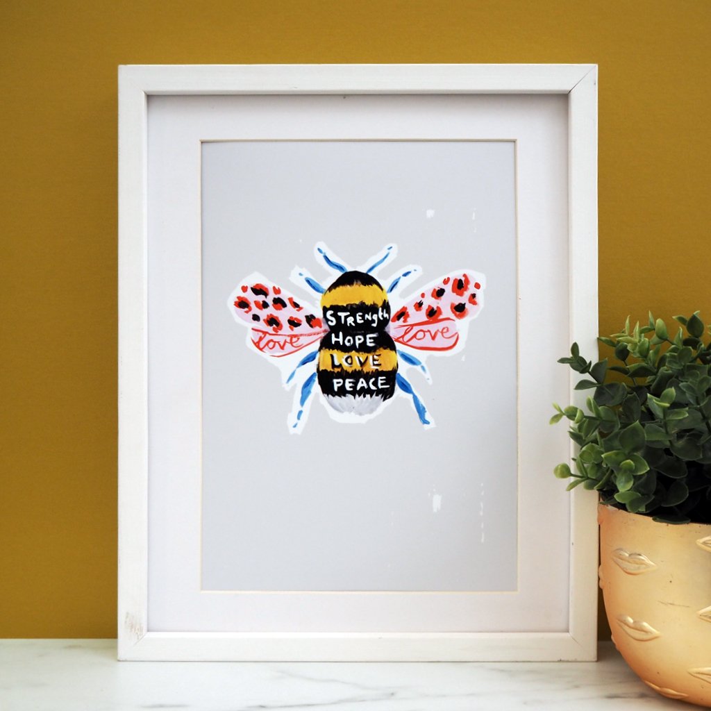 Eleanor Bowmer: Manchester Bee Print Grey (A4)