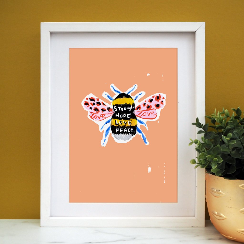 Eleanor Bowmer: Manchester Bee Print Peach (A4)