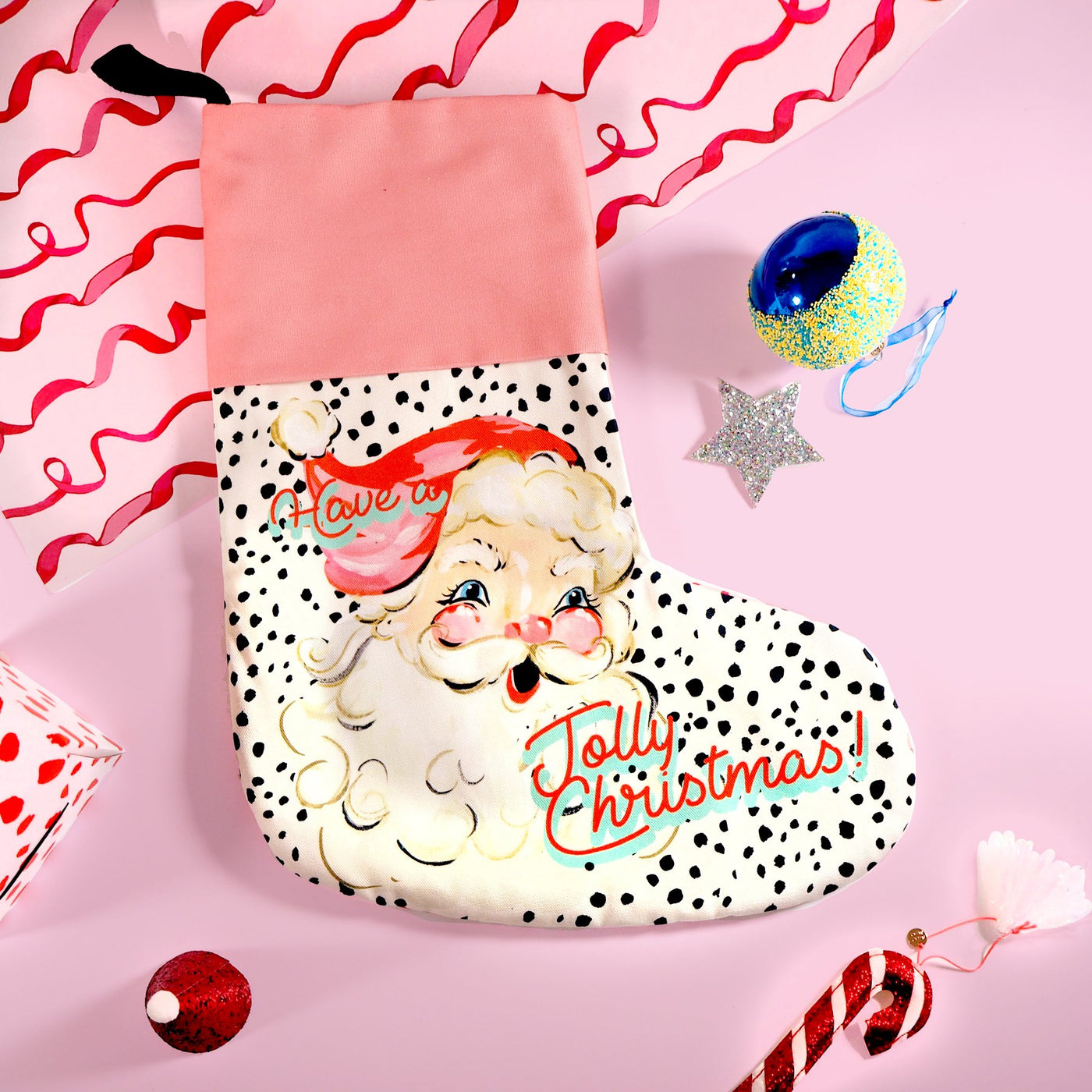 Eleanor Bowmer:  Dalmation Dot Santa Christmas Stocking