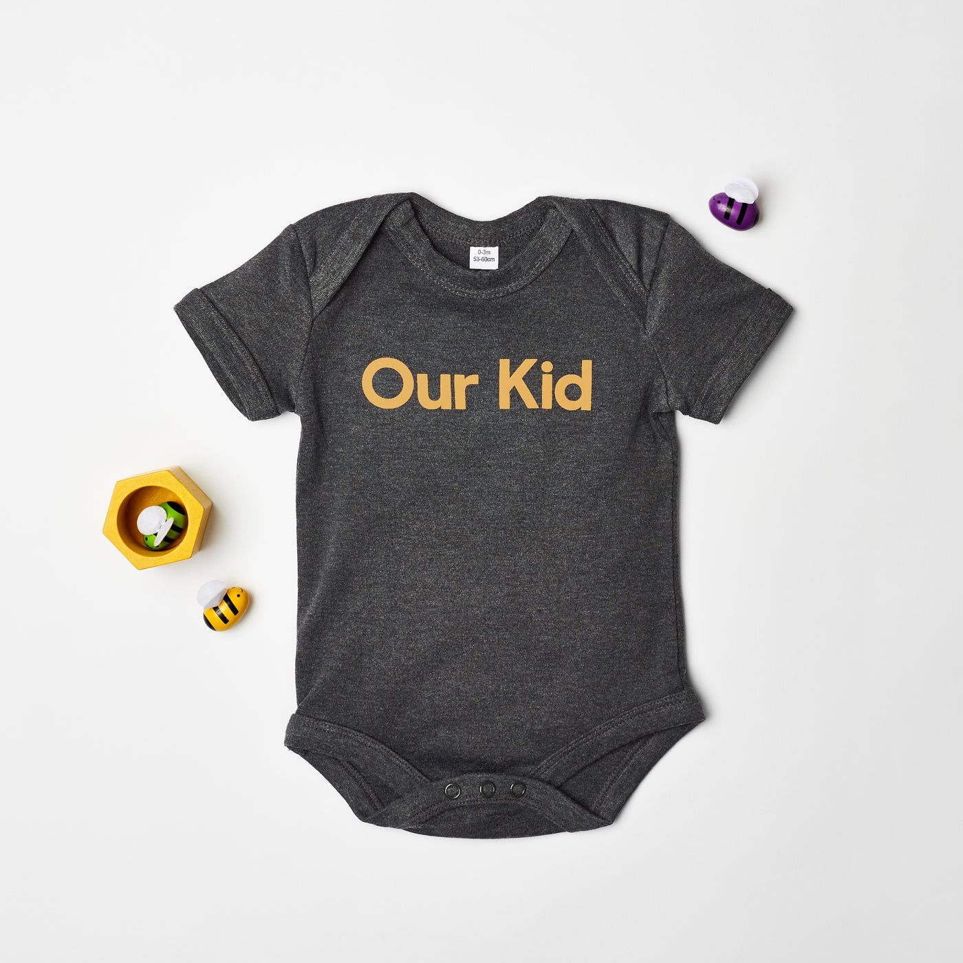 Our Kid Manchester Baby Vest Baby Grow Charcoal Mustard