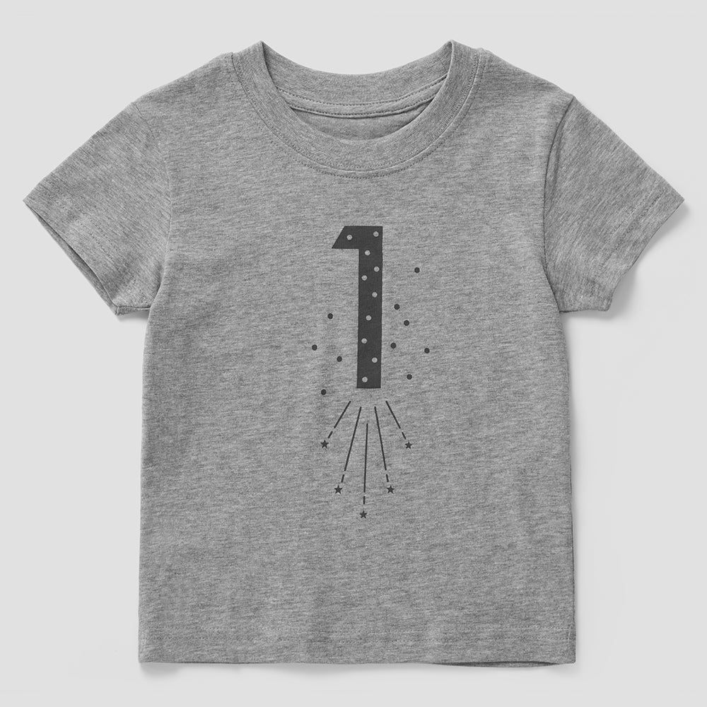 Number 1 Birthday Star T-Shirt in Grey