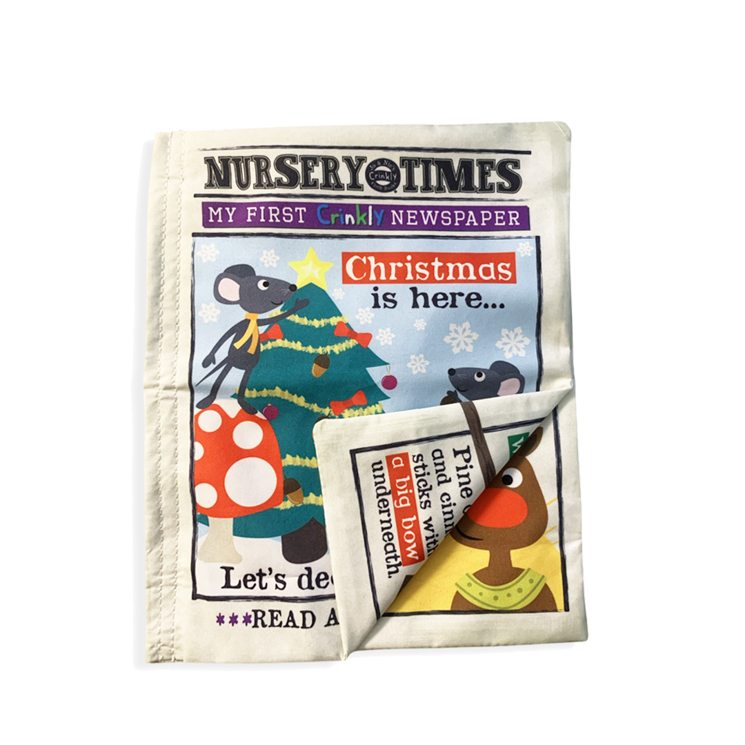 Crinkly Cloth Christmas Mice Fabric Newspaper
