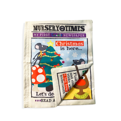 Crinkly Cloth Christmas Mice Fabric Newspaper