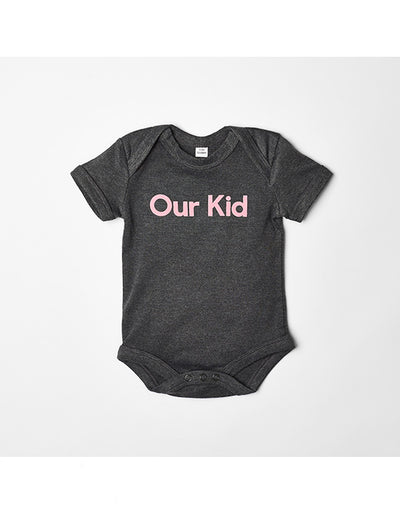 OUR KID - Short Sleeve Pink Slogan Vest in Charcoal