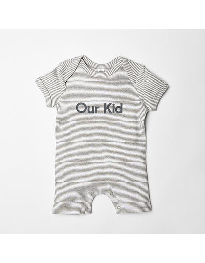 OUR KID - Shortie Playsuit with Slogan in Heather Grey