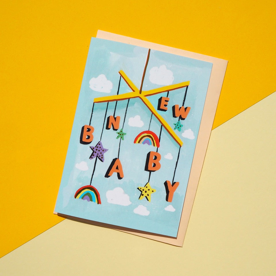 Eleanor Bowmer:  New Baby Mobile Card