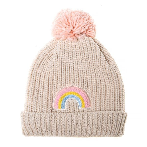ROCKAHULA - Dreamy Rainbow Knit Bobble Hat Pink