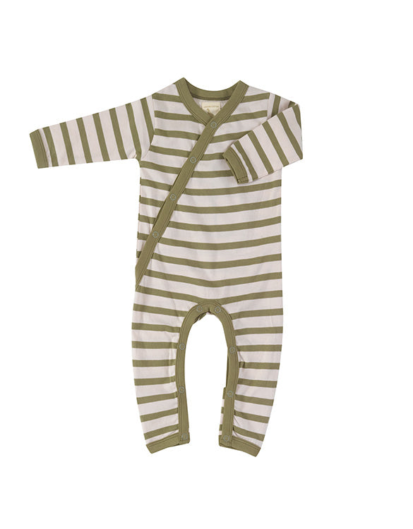 PIGEON ORGANICS - Olive Stripe Sleepsuit