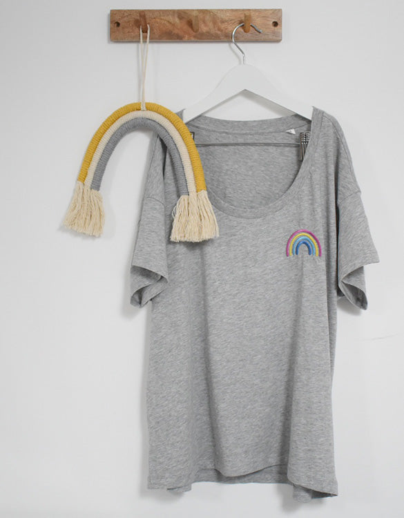 Our Kid Rainbow Charity Tee - Grey Relaxed Fit Women's T-Shirt